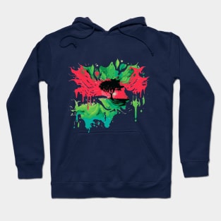 Watermelon Summer Tree Paint Splatter Art Hoodie